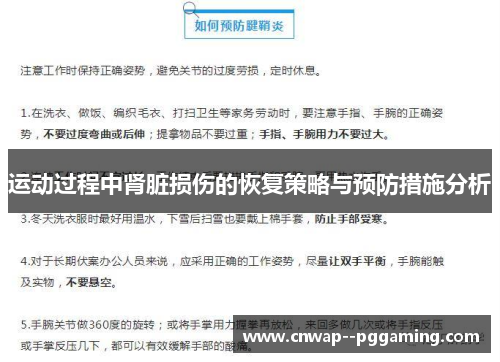 运动过程中肾脏损伤的恢复策略与预防措施分析